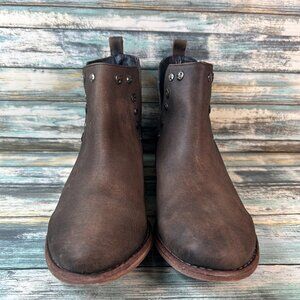 Musse & Cloud Boot Womens Sz 11 Roaster Brown Leather Studded Pull On Moto Ankle